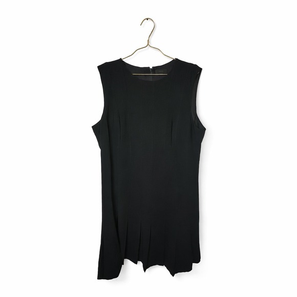 Theory Admiral Crepe Pintuck Dress Black Sleeveless A-Line Size 18 Workwear - Picture 3 of 7